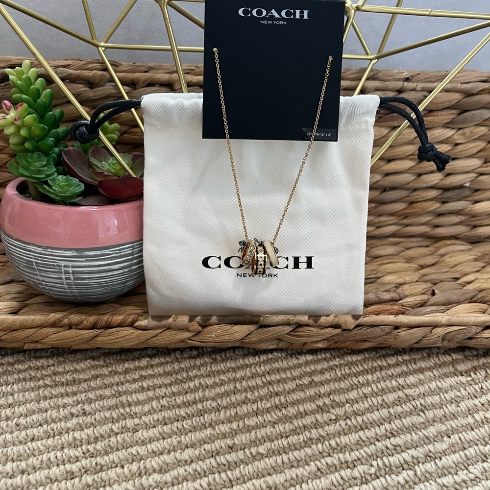 Coach Gold and White Ring Pendant Necklace - Picture 2 of 6